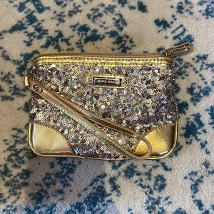 Nine West Gold and Silver Sparkly Change Purse clutch Wristlet